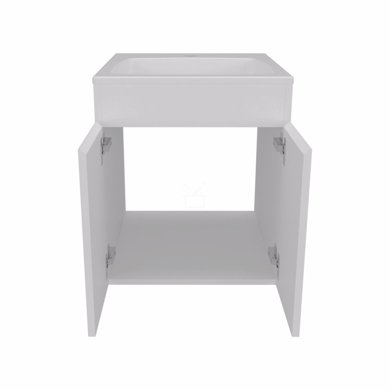 Meuble-lavabo de salle de bain H 20,8 po, 2 portes, Blanc