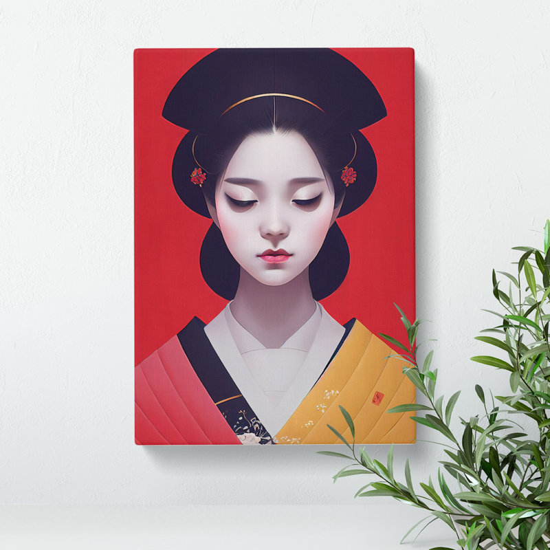XV1022-3419X Peaceful Geisha - - Wall Art, 50cm H x 35cm W, Wrapped Canvas, No Matte