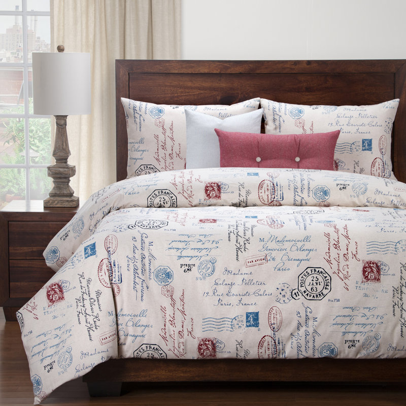 Postscript Modern & Contemporary Duvet Cover & Insert, California King, Blue