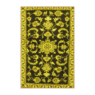 Traditional 1181 Yellow Machine Washable Area Rugs