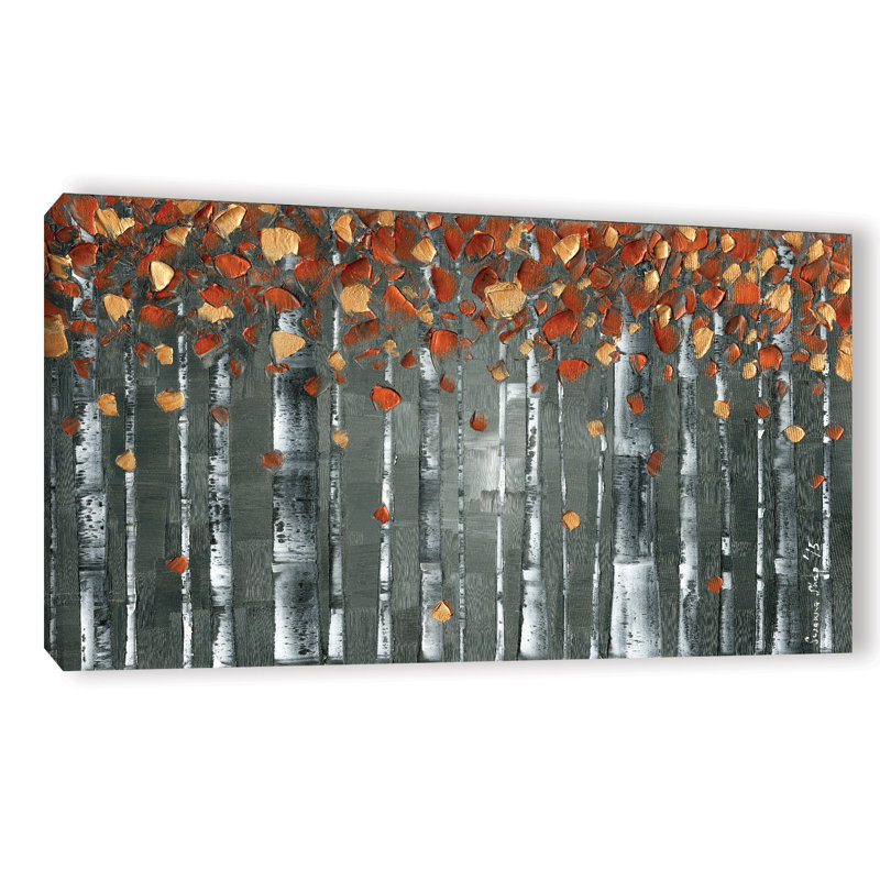 Bouleau en cuivre, impression sur toile tendue, H 12 po x l 24 po x P 2 po