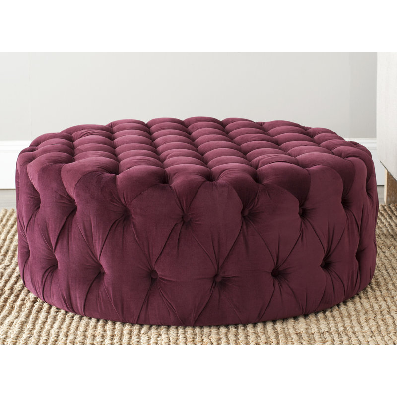 Blech Upholstered Ottoman, Bordeaux Polyester Blend