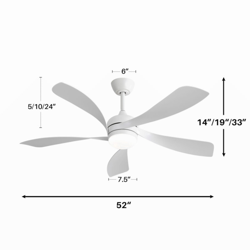 Damecia 52'' Ceiling Fan with LED Lights, White