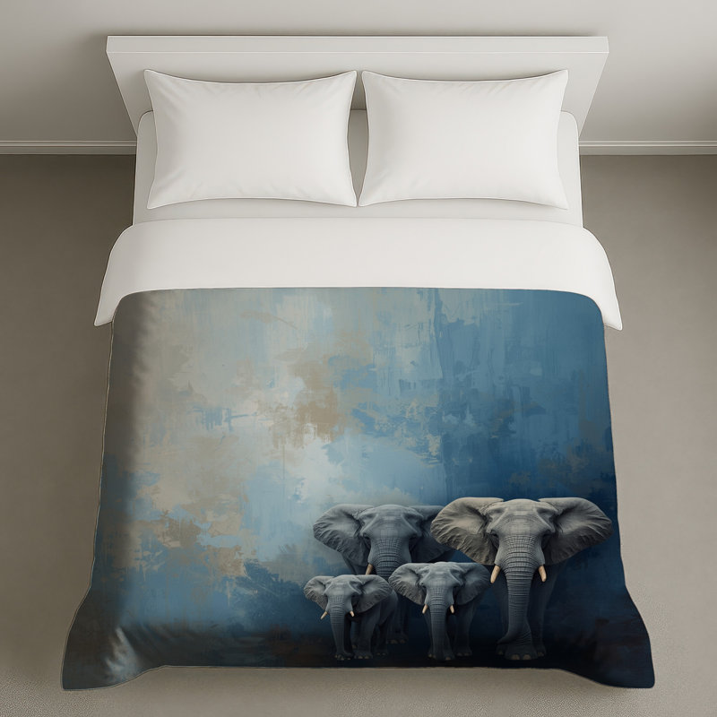 Housses de couette Elephant Family Artwork, Grand lit