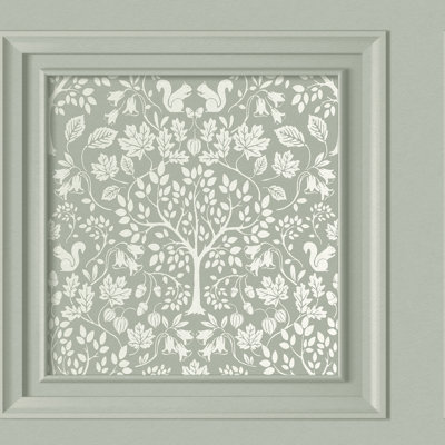 Edwina Sage Woodland Panel Wallpaper