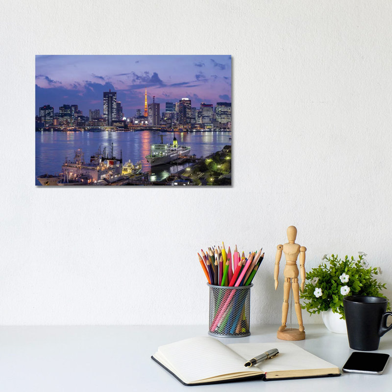 Tokyo Tower Seen From Tokyo Harbor by Jan Becke - Wrapped Canvas Print, 20.32 cm H x 30.48 cm W