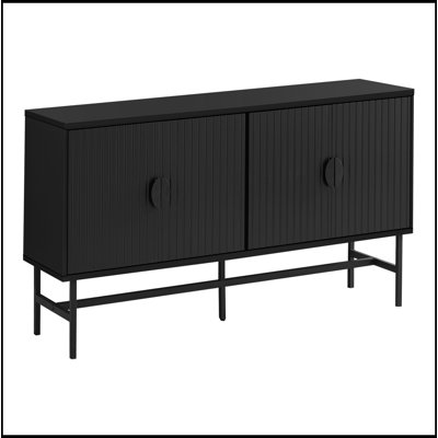 Meuble télé, 60 po, console, meuble multimédia, meuble de rangement, salon, chambre à coucher, stratifié noir et blanc, métal noir, contemporain, moderne
