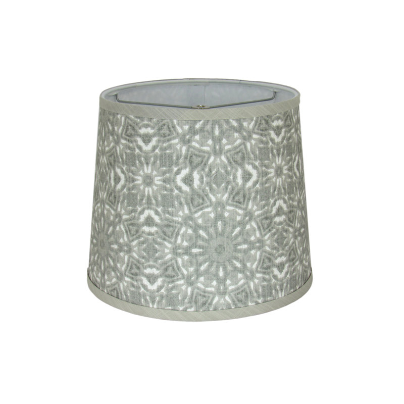 Abat-jour tambour gris géométrique avec ajusteur d'araignée - motif moderne, H 11 po x l 14 po x P 14 po