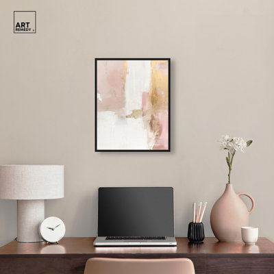Blush Gold Shimmer I Canvas Abstract Earth Tone by Art Remedy