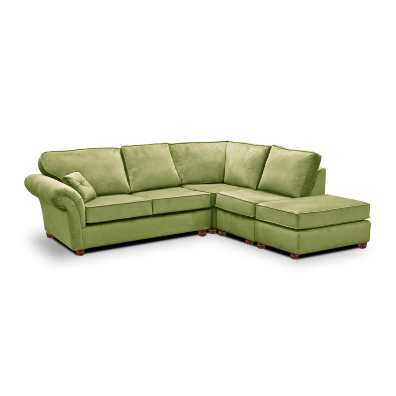 Lila 5 Seater Velvet Corner Sofa , Right Hand Facing, Olive
