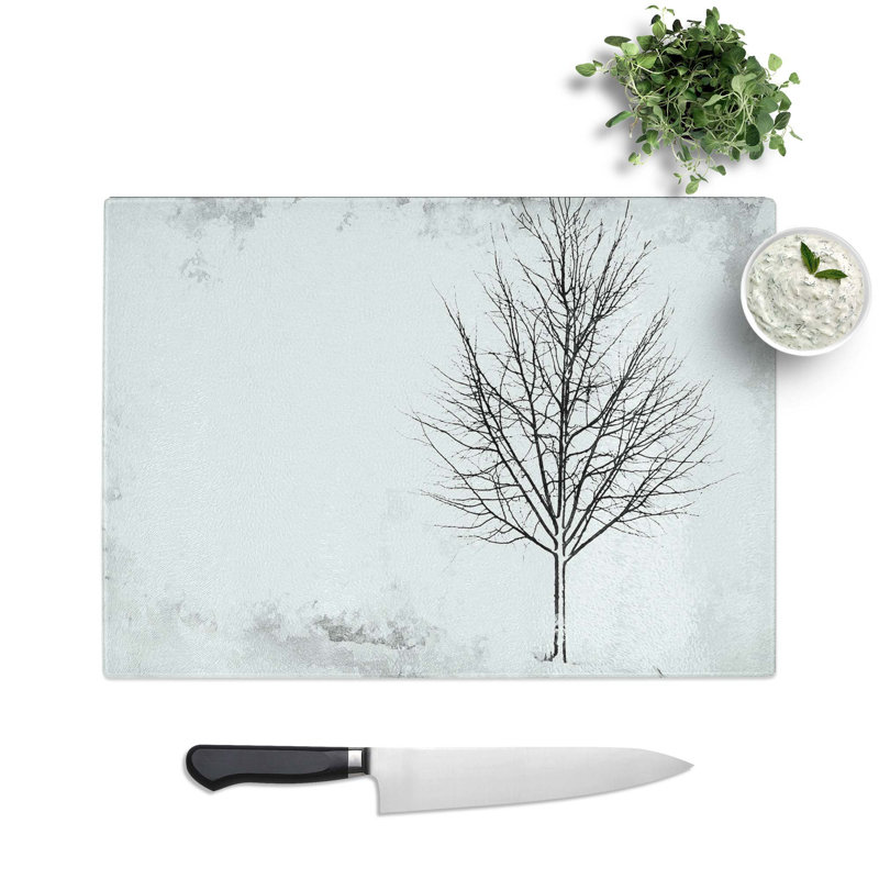 Glass Lone Tree At Winter Chopping Board, 28.5 cm W x 20 cm L