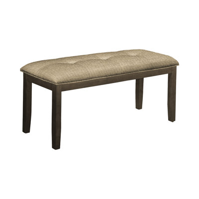 Banc rembourré rectangulaire de 44 po pour le salon et la cuisine - Structure en bois gris, tissu brun, confort élégant, siège en tissu massif à installation rapide, style combiné