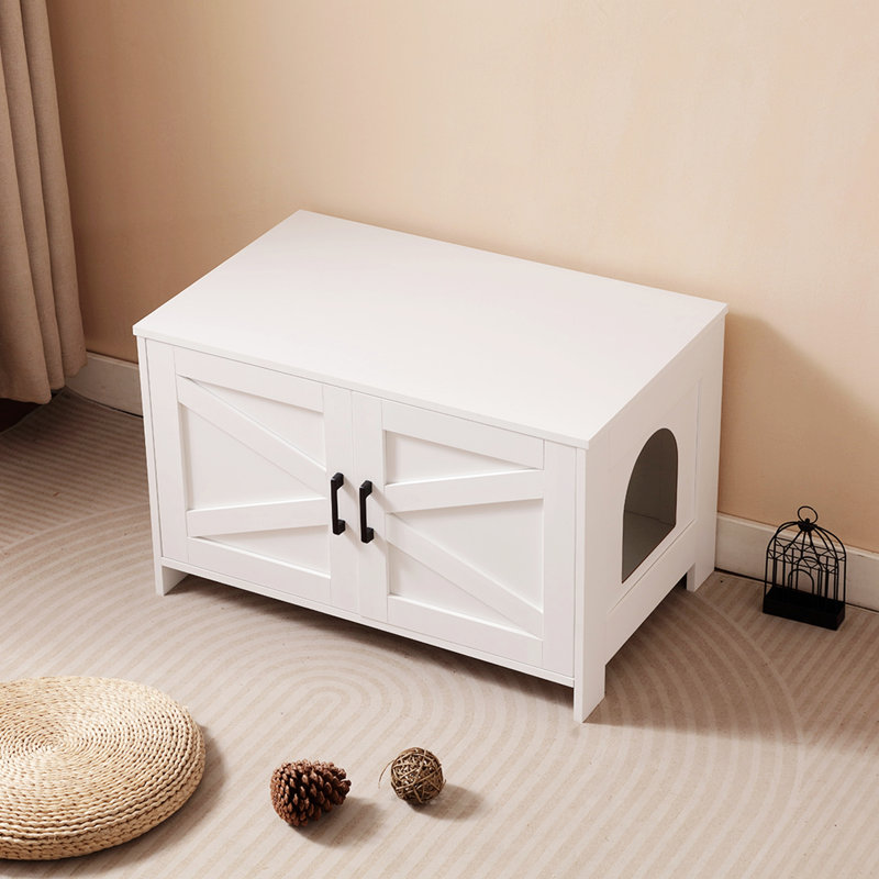 Enceinte de litière polyvalente pour chat avec porte cachée et fonctions multiples
