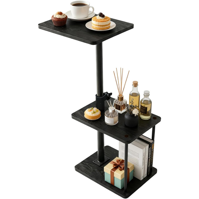 360° Swivel C-Shaped Side Table with Adjustable Height & Casters | Slides Under Sofa, Space-Saving for Living Room, Bedroom & Dorm