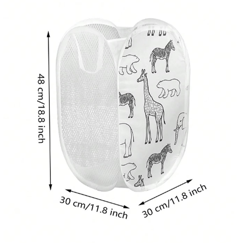 Mesh Pop-Up Laundry Hamper Foldable Lightweight, White