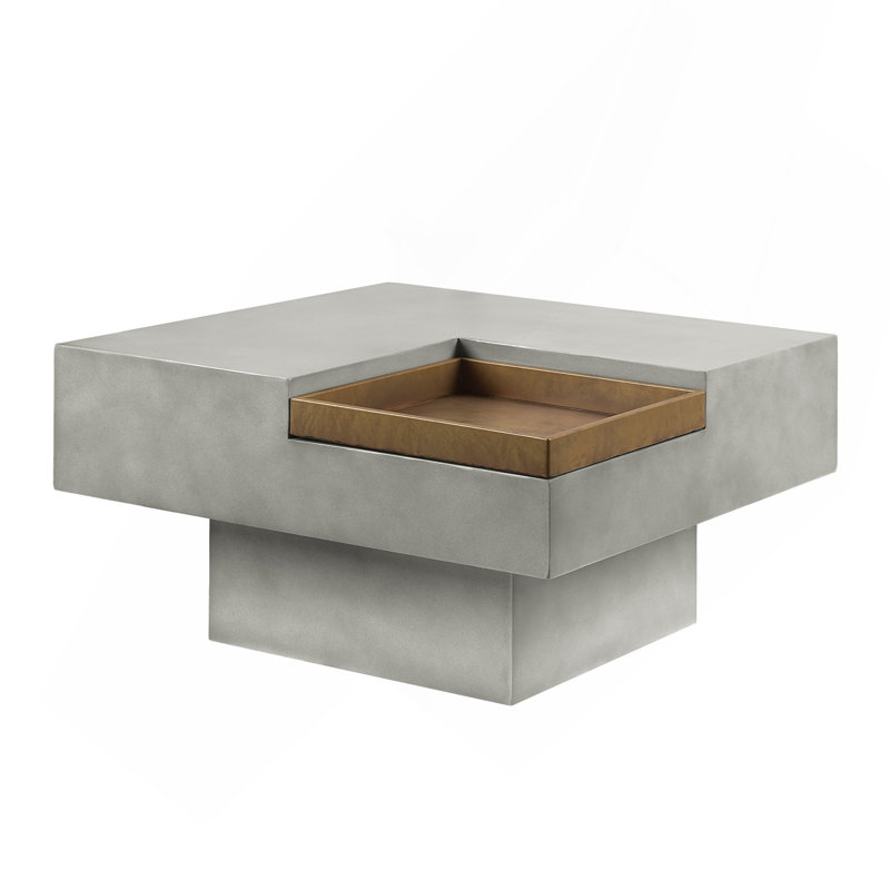 Weathered Gray Finish Wooden Coffee Table Living Room Center Table