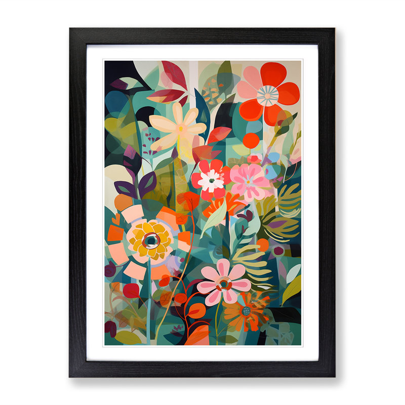 FRM-V0523-952X Flowers Orphism Style Vol.5 1 Piece Single Picture Frame Wall Art, 64cm H x 46cm W x 2cm D, Black