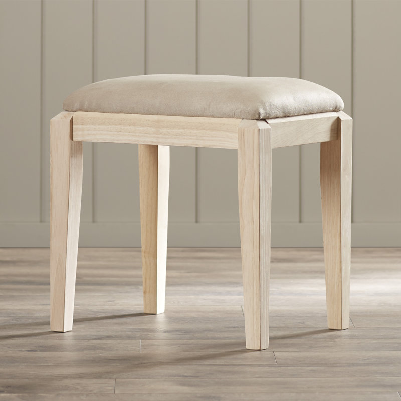 Tabouret de coiffeuse en bois massif Andalusia, Brut