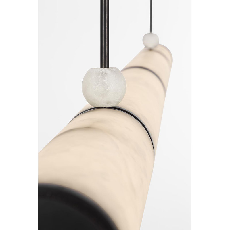 Anne-Marie Barton Marcell 56" Linear Chandelier with Alabaster, Bronze
