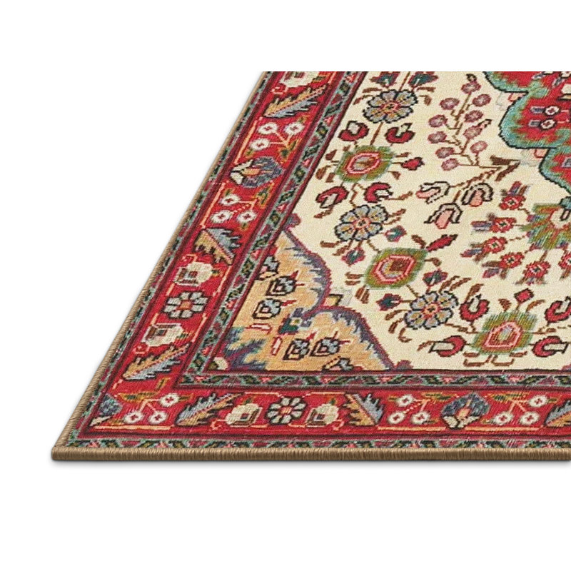Tapis traditionnel mehroon/noir/crème, Rectangle 5 pi x 7 pi