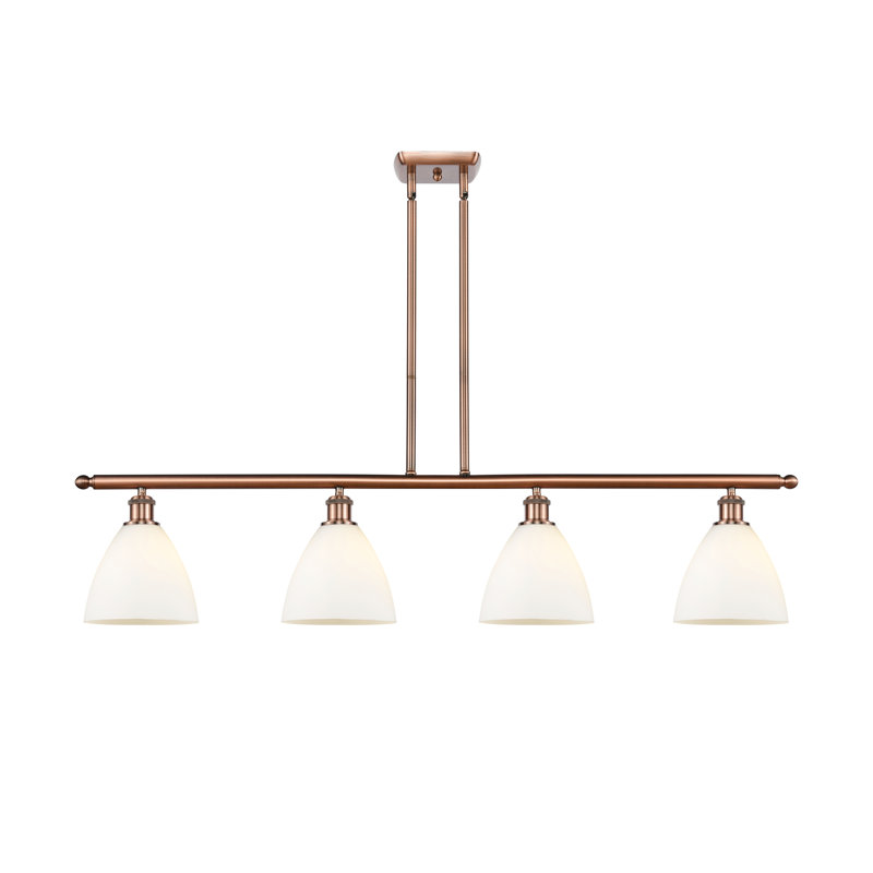 Luminaire suspendu linéaire à 4 lumières pour îlot de cuisine Amillya, Blanc mat, H 43,75 po x l 48 po x P 7,5 po