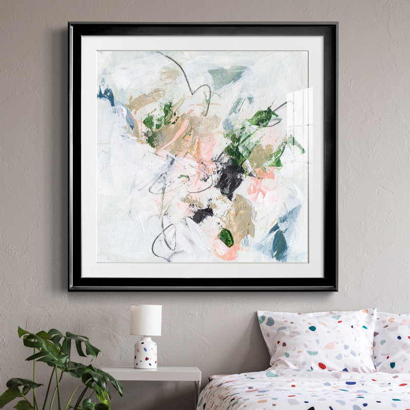 " Approaching Spring IV ", 28" H x 28" W x 1" D, Black Framed Paper, White