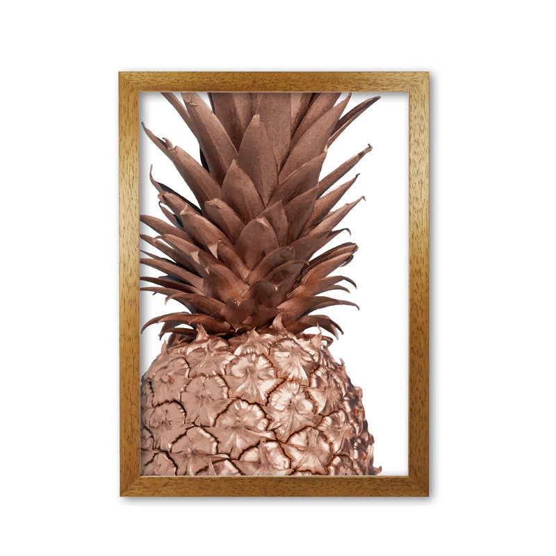 Pineapple - Print, Honey Oak Frame, 85 cm H x 60 cm W x 5 cm D