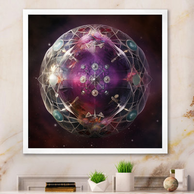 Impression sur toile géométrique moderne, "Galactic planetic rose sphère I"