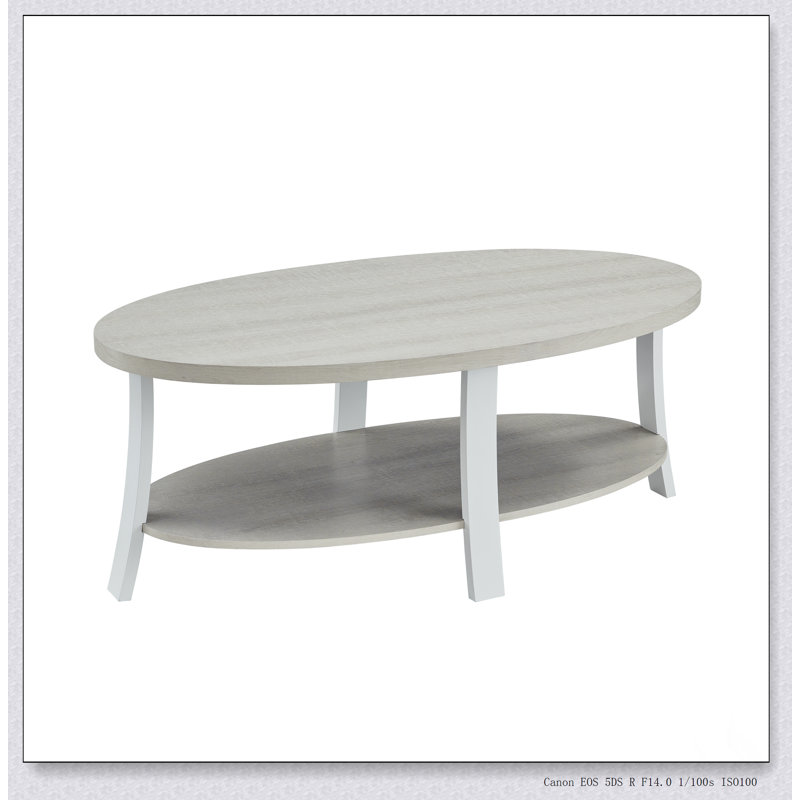 Table basse avec tablette en bois Anze, Blanc