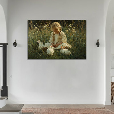  Art mural sur toile de lapin de Pâques - photos de printemps et impressions de lapin rétro pour décoration murale, encadrée galerie, 20 po x 30 po