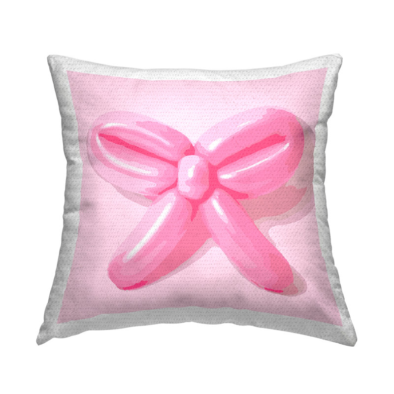 Coussin d'extérieur rose avec imprimé de ballons roses par Daphne Polselli
