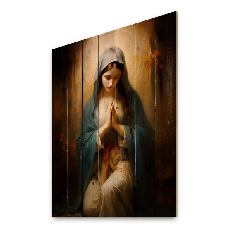 Joyce - impression spirituelle sur bois de pin naturel, H 32 po x l 24 po
