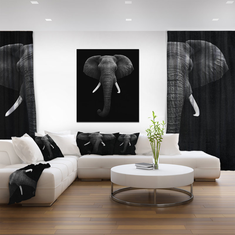 «Portrait d'un éléphant d'Afrique en noir et blanc, photographie d'art mural éléphant, H 40 po x l 30 po x P 1,5 po