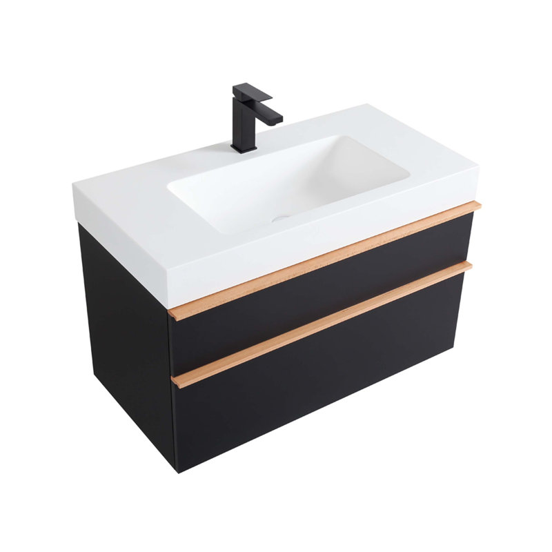 Meuble-lavabo mural VELA, Noir