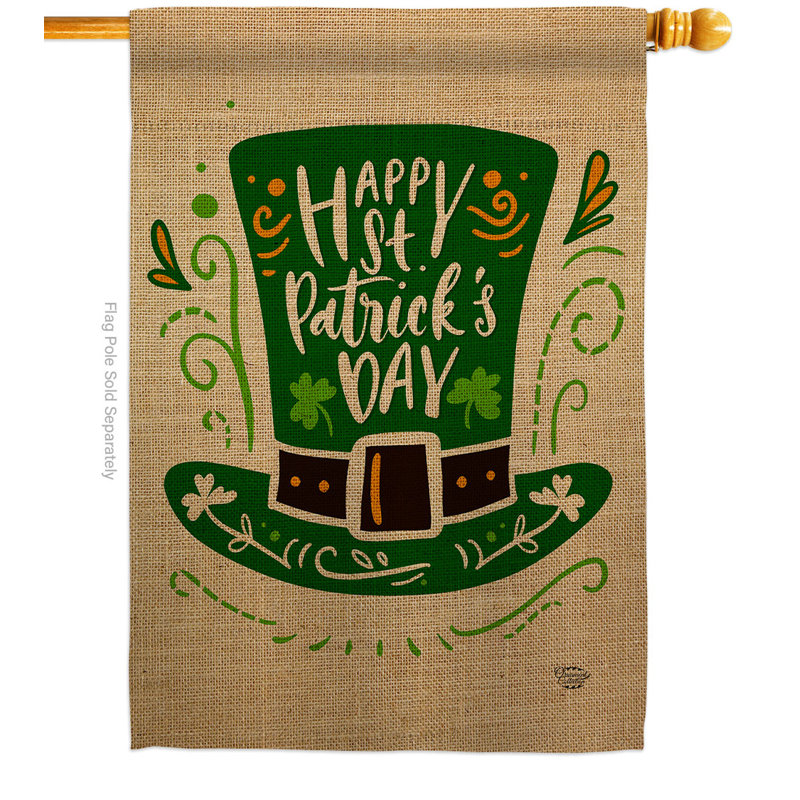Drapeau de jardin St Pat Hat, H 40 po x l 28 po