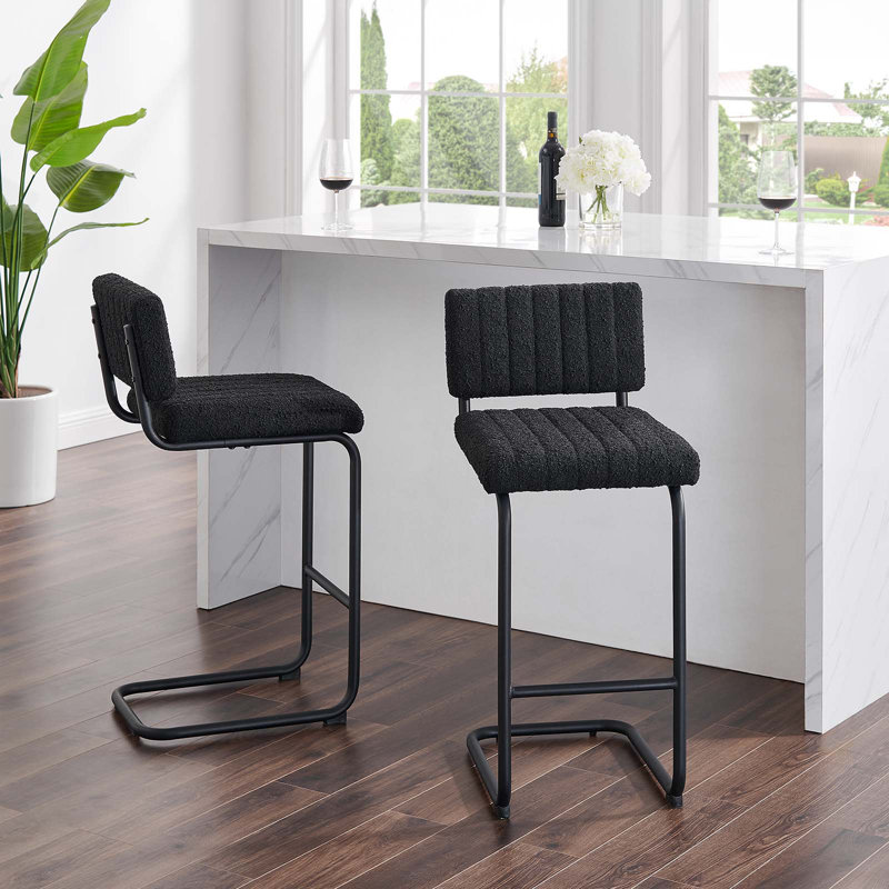 Modway Parity Vegan Leather Counter Stools, Bar Stool (28" Seat Height), Black