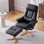 Fauteuil inclinable et repose-pieds 26 po contemporain en polyuréthane avec base pivotante en métal