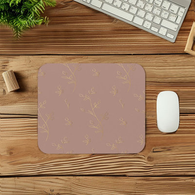 Botanical Neutral Muted Chromatic Botanical IX Plants Modern Leaves Gaming Cute Office Laptop Desk Pad Gift Mat Square Rectangle Non-Slip Mousepad
