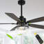 Ventilateur de plafond 52 po avec ensemble d'éclairage et télécommande et abat-jour en cristal réversible à 6 vitesses pour le salon