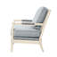 Fauteuil relaxant avec base en bois massif, gris, fauteuil luxueux en mousse haute avec structure en bois, niveleurs réglables