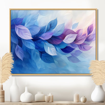 «Floating Leaves In Purple Ink River II», art mural feuilles
