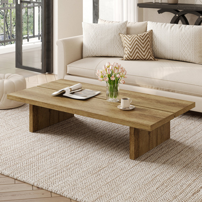 Table basse de 47 po en bois moderne, 12.6" H x 55.12" W x 27.56" D, Retro