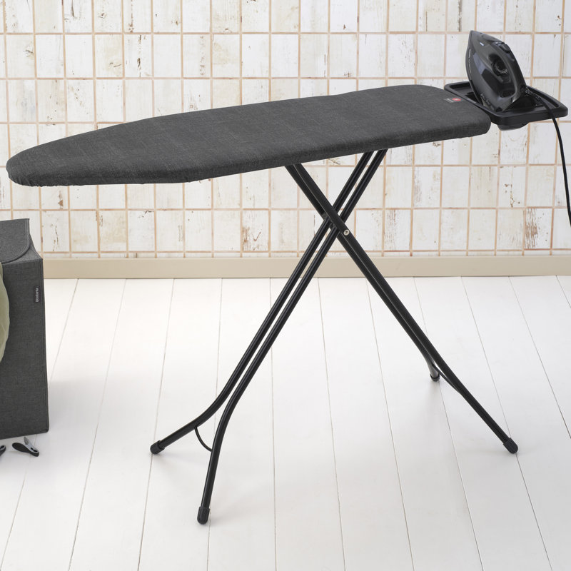 Brabantia Size B Medium Ironing Board with Solid Steam Iron Rest, Denim Black