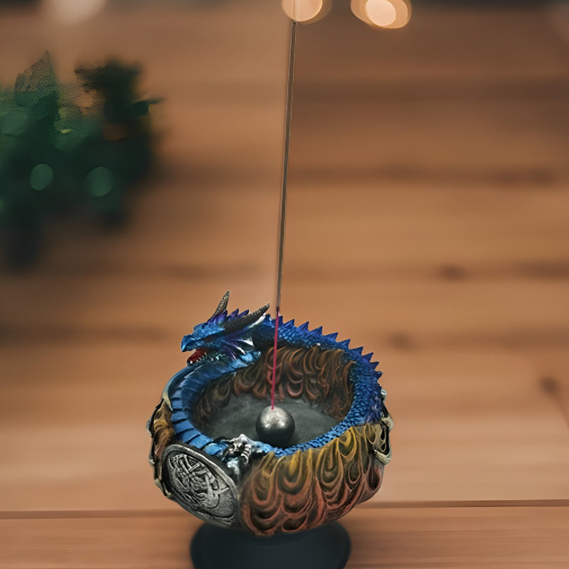 Brûleur d'encens l 5 po Dragon bleu