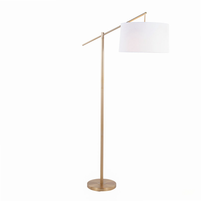 Casper Contemporary Metal Floor Lamp With Off-White Linen Shade, Gold Finish For Elegant And Functional Lighting, Off-White