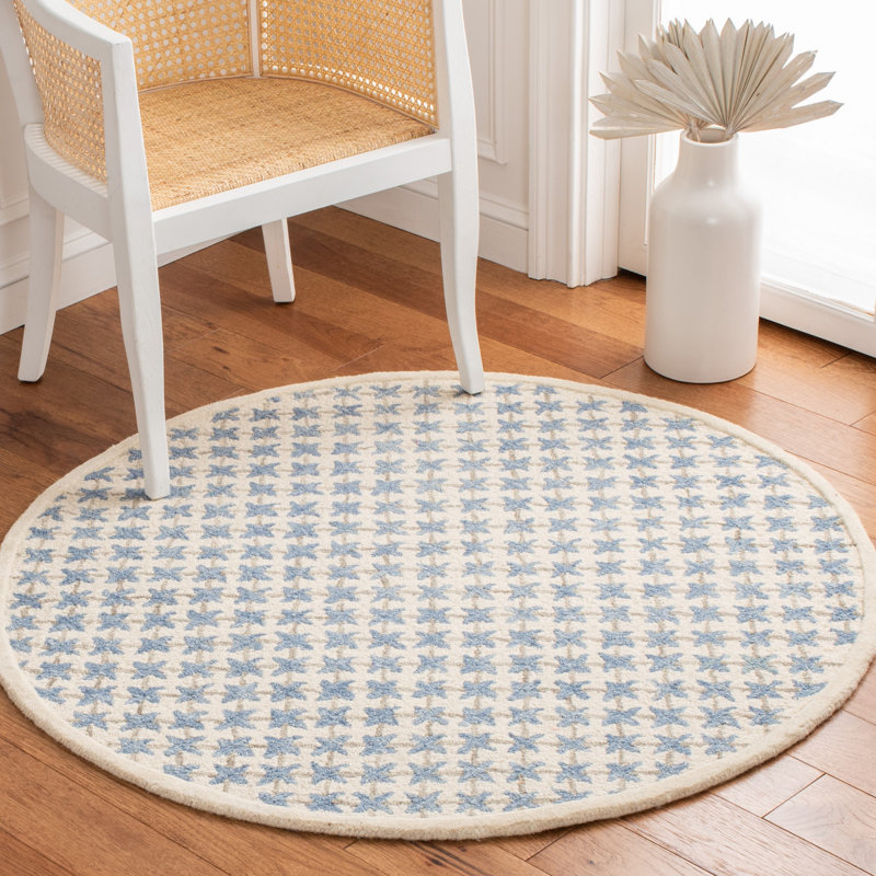 Dietrich Hand Tufted Wool/Cotton Geometric Rug in Ivory, Round 6'