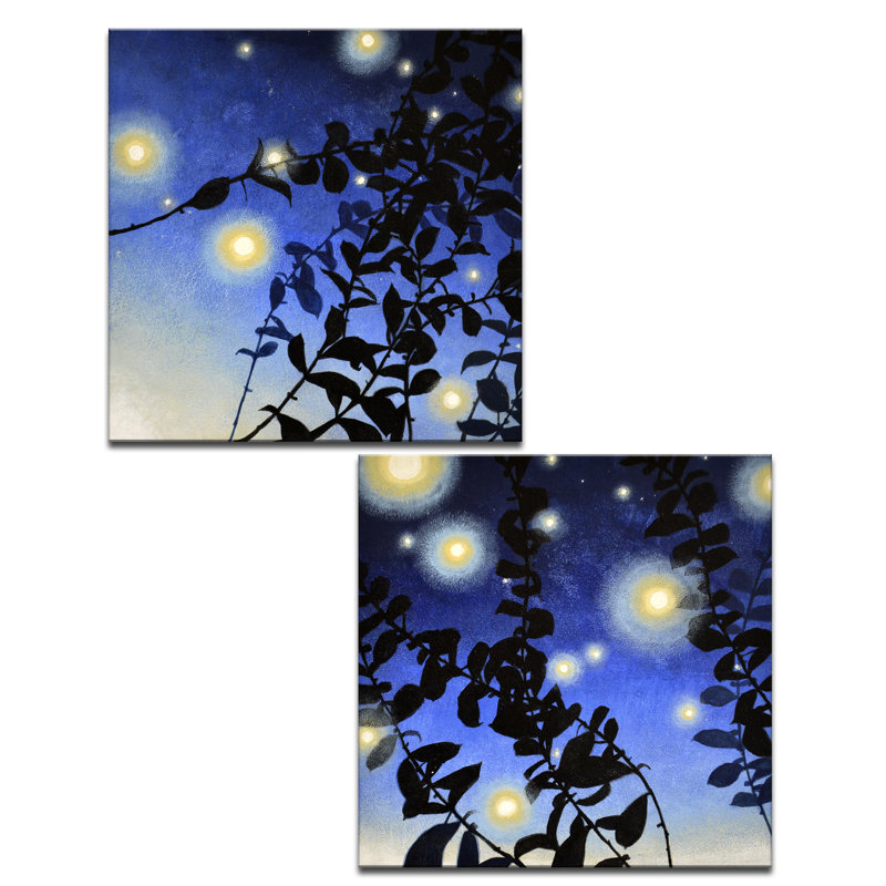 «Fireflies I / II» par Norman Wyatt Jr., reproduction d'art sur toile tendue 2 pièces, H 12 po x l 24 po x P 2 po