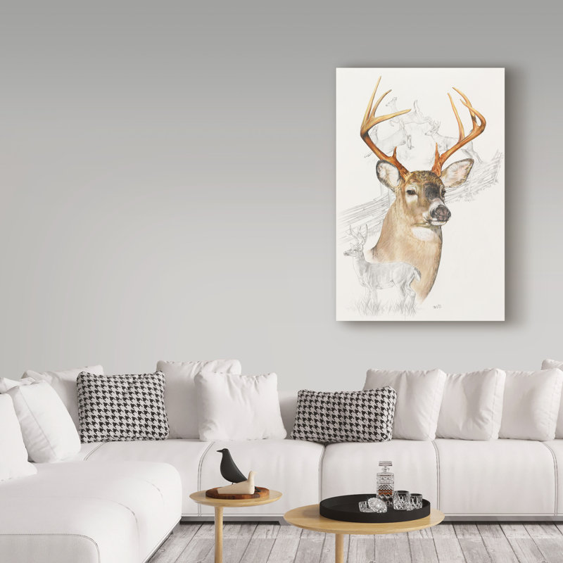 Publicité rétro sur toile tendue Adelphi «White Tailed Deer», H 32 po x l 22 po