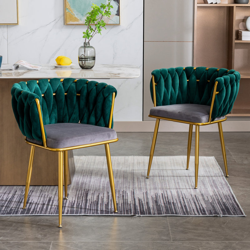Yescenia Velvet Side Chair, Dark Green Velvet