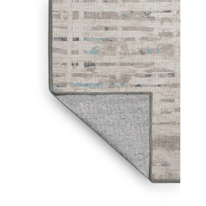 Machine Washable Gray Area Rug, Round 4'